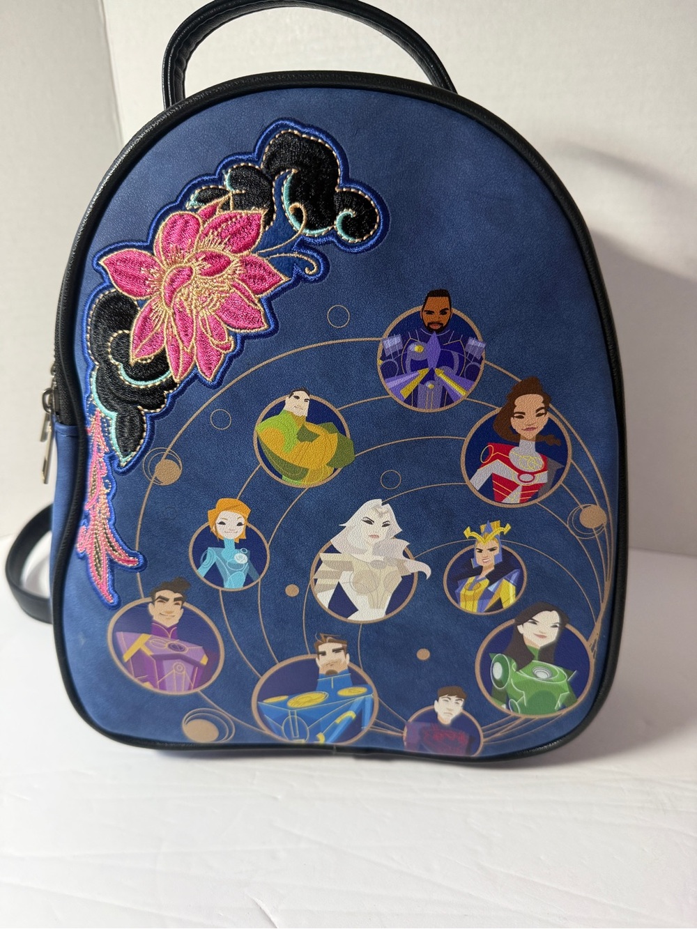 Marvel Externals Bio World Mini Backpack with Pink Floral Embroidery. NWOT